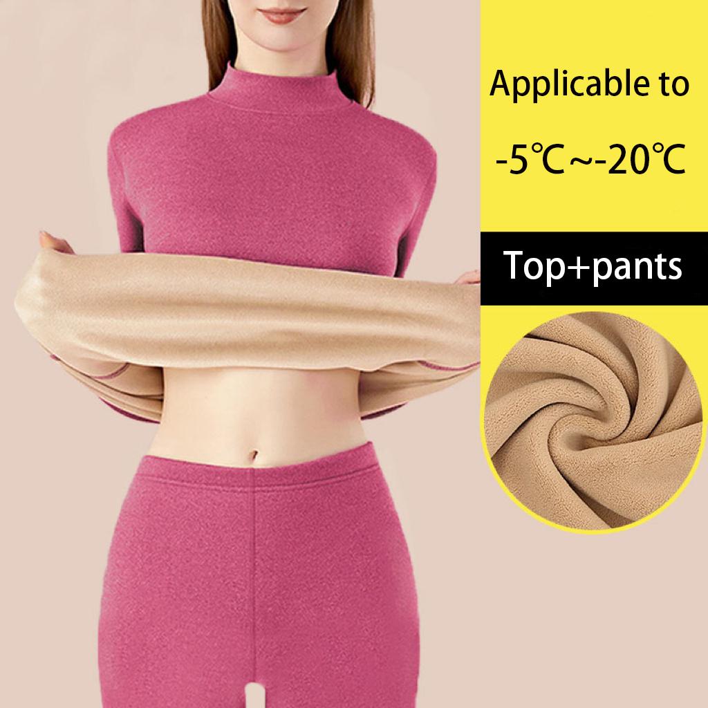 1 Set Intimo Termico Ultra Spesso da Donna con Collo Alto Senza Cuciture Caldo Invernale Manica Lunga Base Set di Abbigliamento Termico