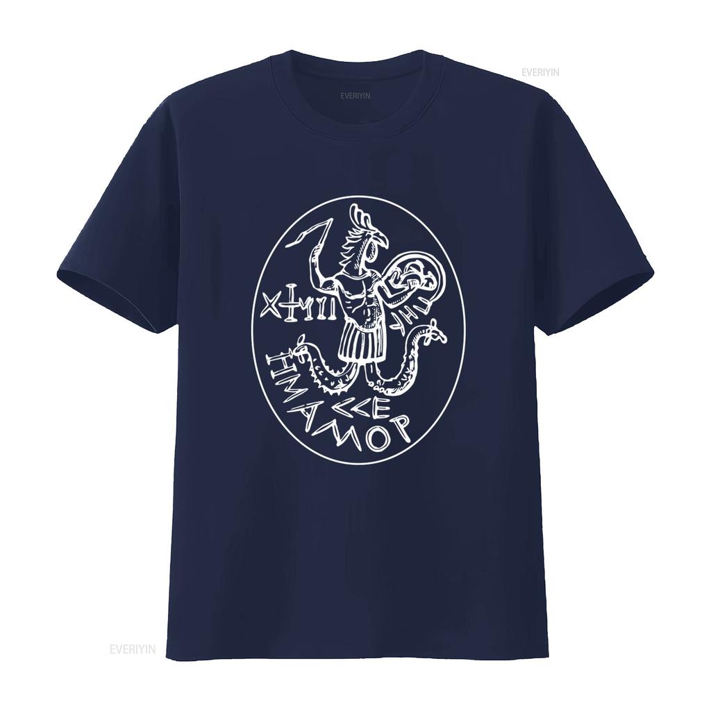 Abraxas Archon Gnostic Symbol Print T Shirt Unique Mythical Design for Men and Women Vintage Washed Designer Clothes Graphic