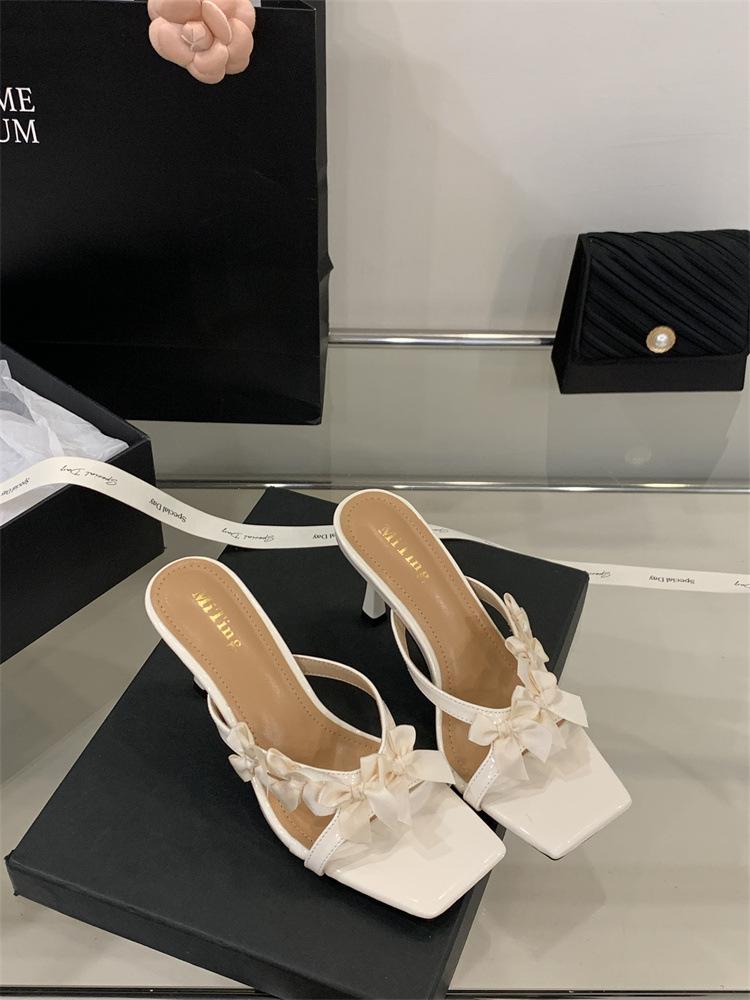 

Mi Ting 2025 new fairy style sexy outer slippers versatile stiletto square head open toe temperament word sandals 35