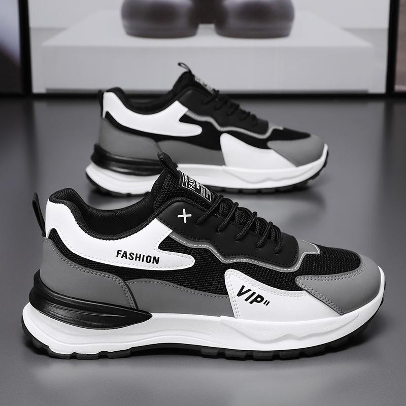 

Дышащие классические мужские кроссовки для бега, уличная легкая удобная обувь с сеткой, прогулочная обувь без шнуровки Tenis 44 чёрный