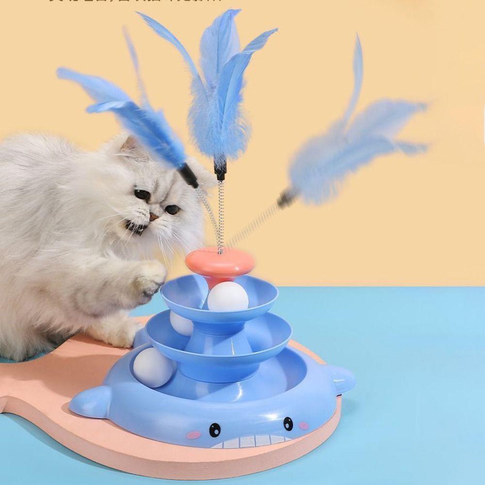 

Интерактивная игрушка-трек для кошек, пластиковая игрушка-туннель для кошек с перьями, интересная сама по себе зелёный