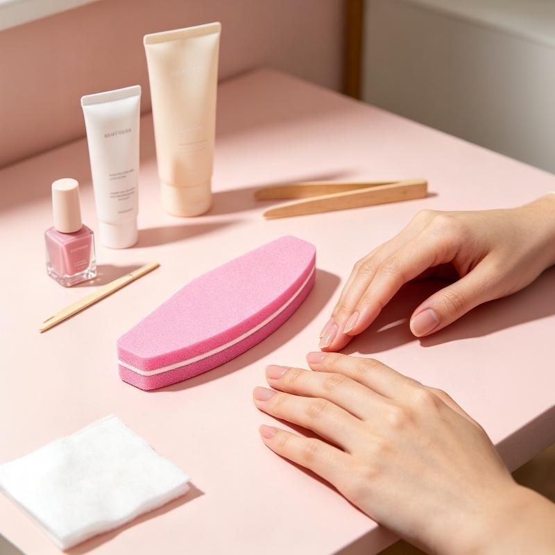 Nail Buffer Pink Easy-to-Hold Rectangular Fine Sand Buffing Block for Salon Grade Home Nail Polishing Care