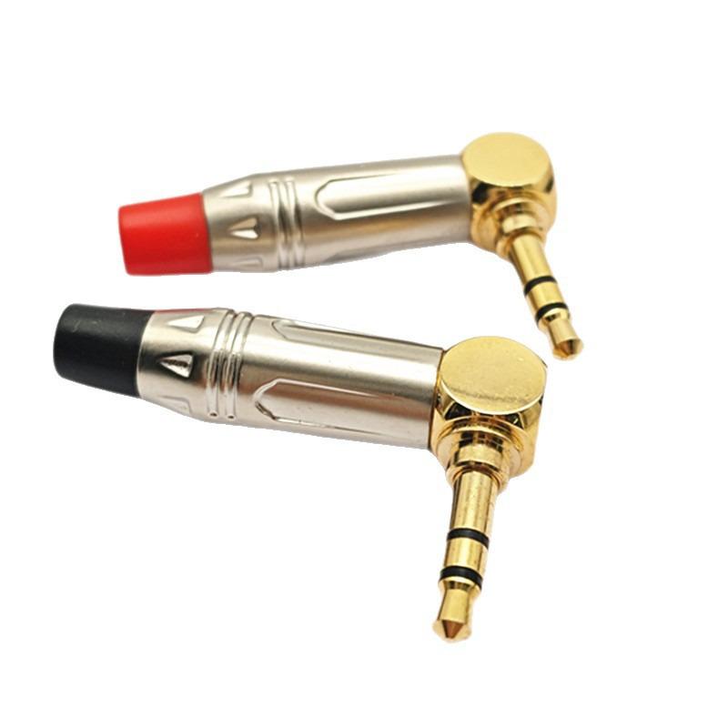 Zinc Alloy 90° L-shaped 3.5mm Stereo Earphone Cable Soldering Plug