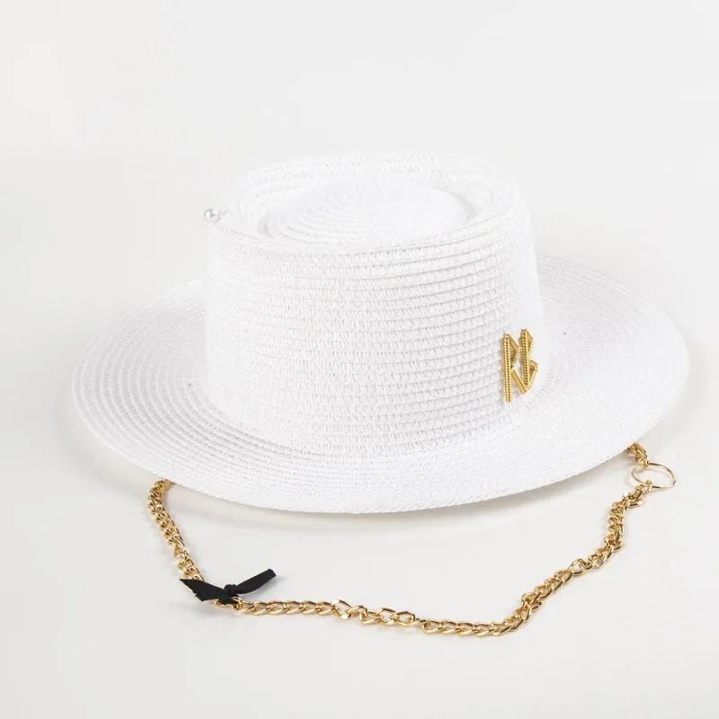 Zomer Strooien Hoeden voor Dames Lint Decoratie Elegante Dames Feestjurk Hoeden Reizen Strand Zon Hoed Chapeau Femme