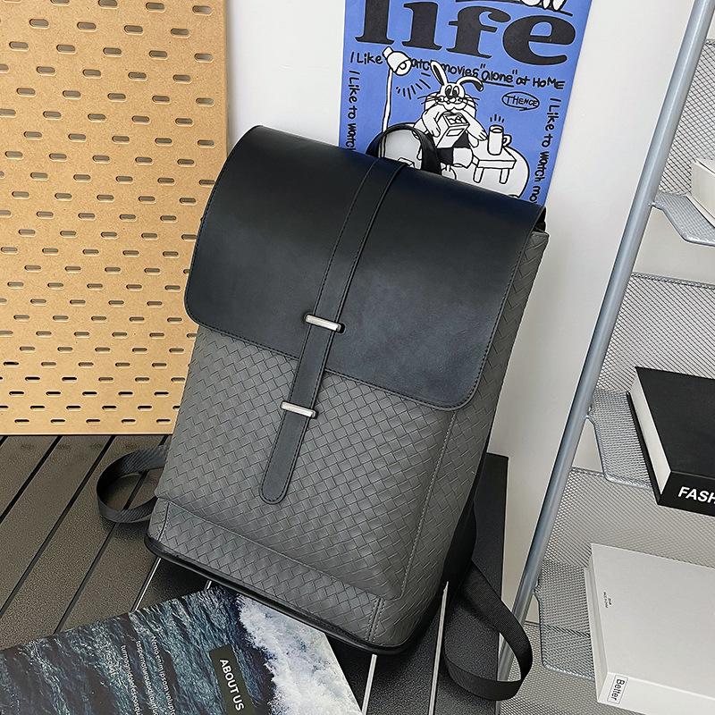 Trendy Brand Simple Men's Backpack Personalized Flip College Student Schoolbag Computer Bag Large Capacity Commuter Girl Backpack