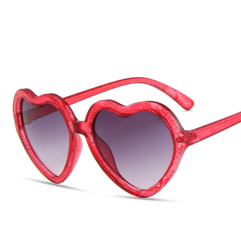 New Cartoon Lovely Sunglasses Heart Shape Frame Flash Crystal Girls Sun Glasses Round Street Beat Eyewear