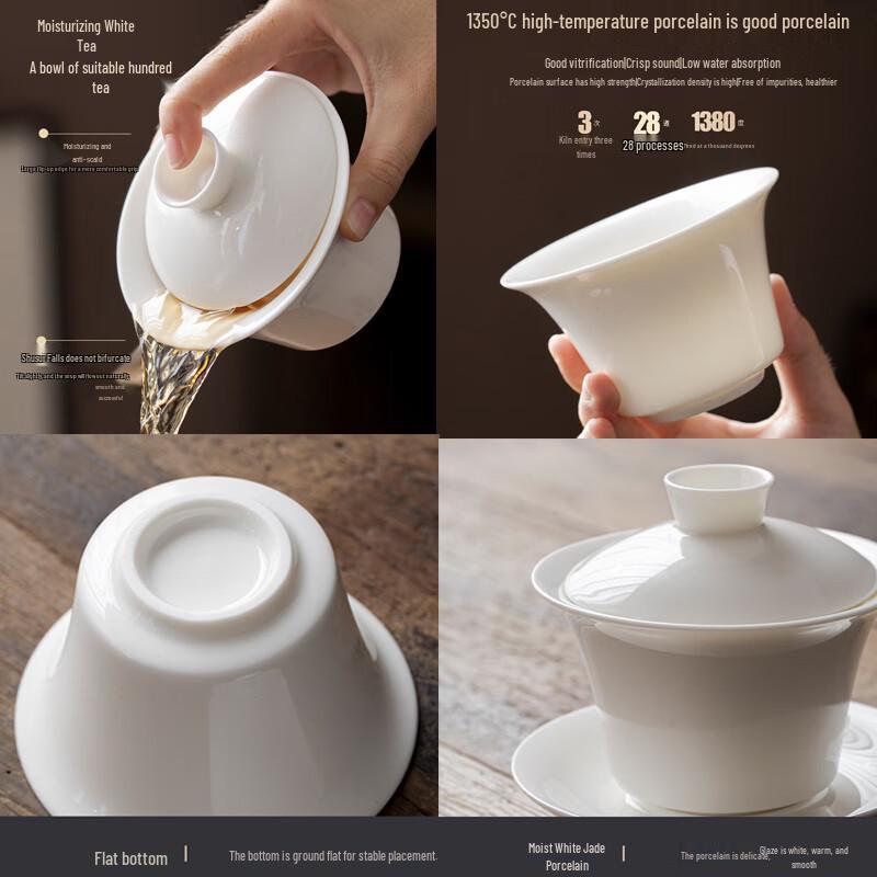 Traditional Ceramic Sancai Gaiwan Teacup