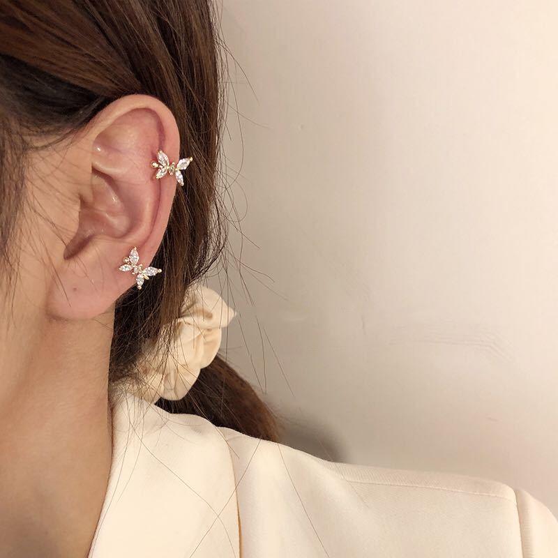 Zircon Butterfly Ear Cuff for Non-Pierced Ears - Elegant Forest Style
