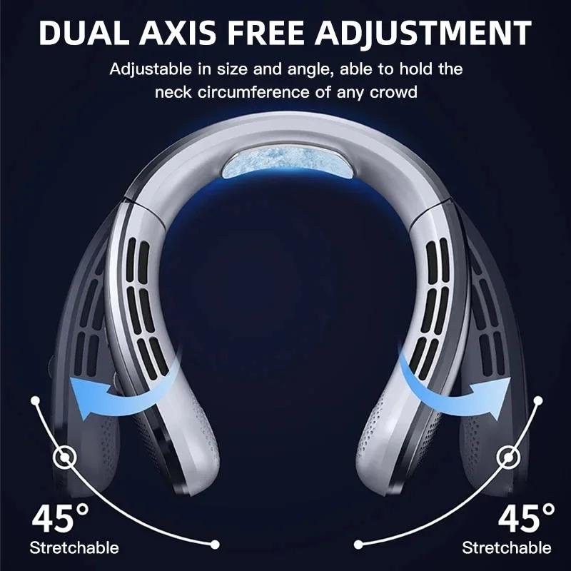 8000mAh USB Hanging Neck Fan Portable Bladeless Mini Rechargeable Mute LED Digital Display Electric Air Cooler Handheld