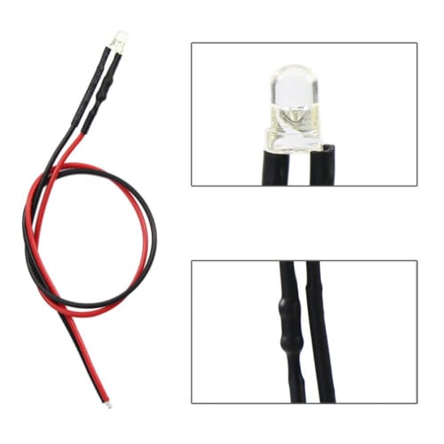 20-Pack 3mm White Chip LEDs with Wiring and Resistors for Diorama Lighting, Model Trains, Railways, Buildings, and More