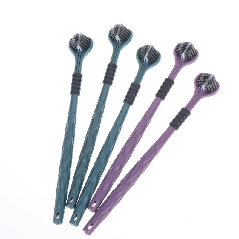 5Pcs Three Sided U Shape Toothbrush With Soft Carbon Gold Bristles Full Wrapped Cleaning Perfect For Daily Oral Care Home Use
