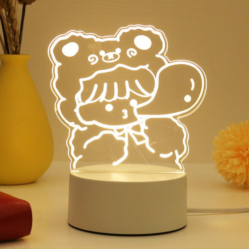 3d Light Creative Holiday Gift Bedroom Cartoon Bedside Lamp Usb Straight Plug