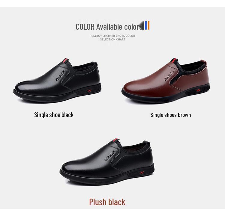 Sapatos Masculinos de Couro Impermeáveis para Calçar no Outono/Inverno - Sapatos Casuais Estilo "Dad Shoes" para Meia-Idade e Idosos