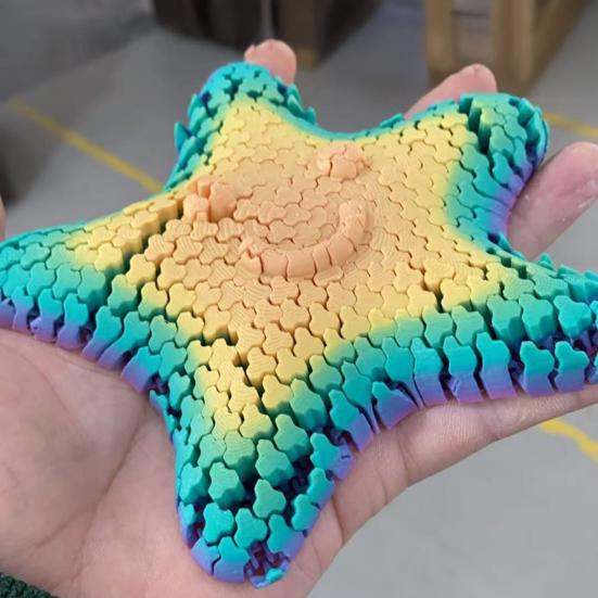 Sensory Fidget Star 3D Printed Articulated Toy Stress Relief Fidget Focus Smoothly Moving Segments No Assembly Needed Hand Therapy Toy