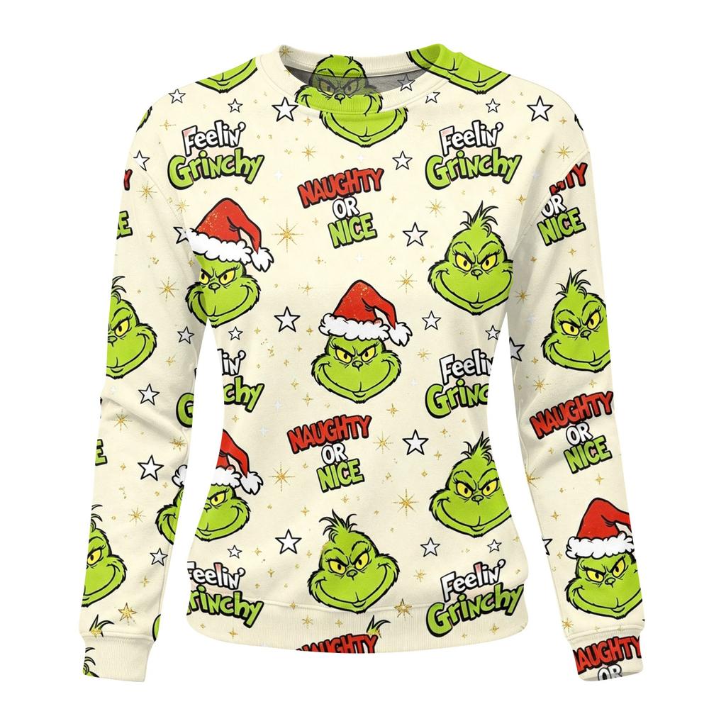 Women's Casual Christmas Print Neck Pullover Sweatshirt