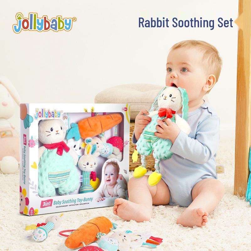 Jollybaby Rabbit Soothing Set: Baby Gift Box with Crib Pendant & Sleep Comfort Toy