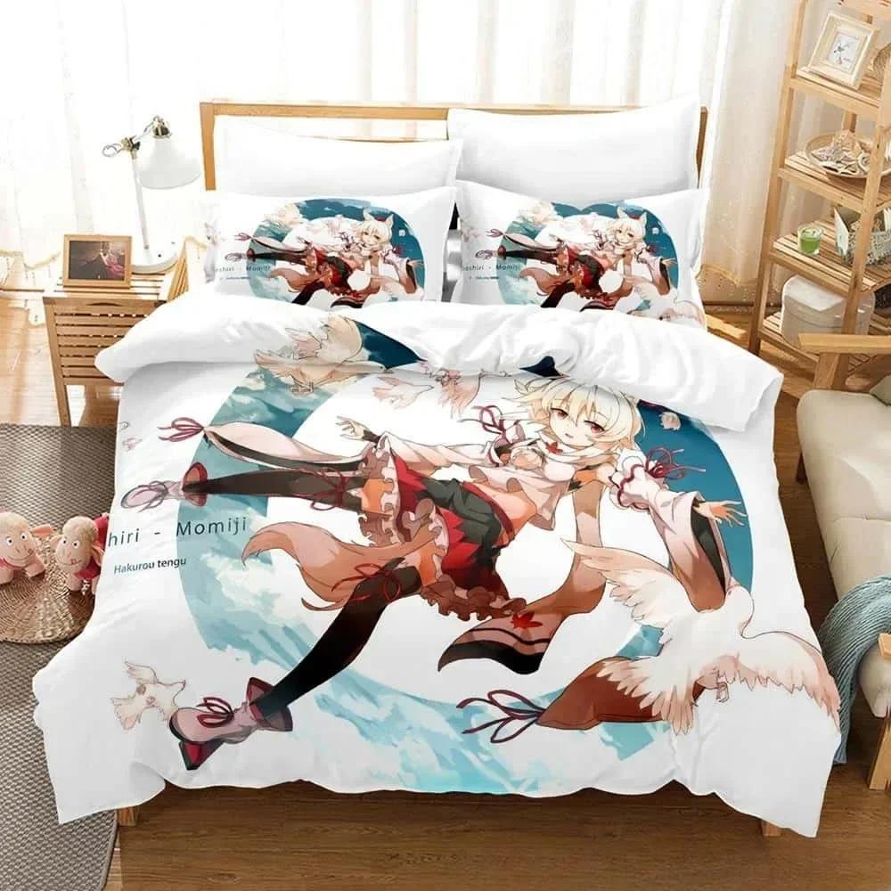 3D Anime Kawaii Girls Momiji Inubashiri Bedding Set Single Twin Full Queen King Size Bed Set Adult Kid Bedroom Duvetcover Sets
