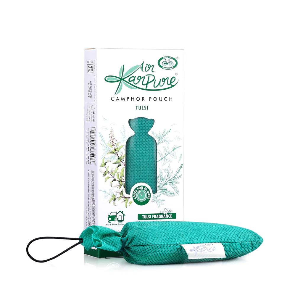 Cycle Pure Karpure Camphor Pouch Pack Of 3 With Thulsi Floral Musk Eucalyptus Fragrance Lasting 45 Days 60gmX3