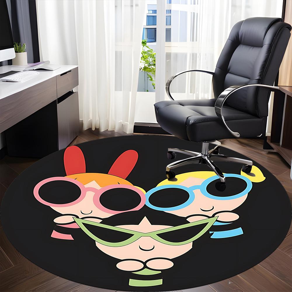 1pc Powerpuff Girls Office Round Area Rug, Under Office Chairs Bedroom Living Room Home Decor  a1022125