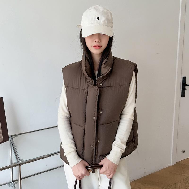 

Короткий европейский жилет со стойкой из хлопка для женщин, модный, теплый и стильный, трендовый топ с зажимом в виде лошади XXL