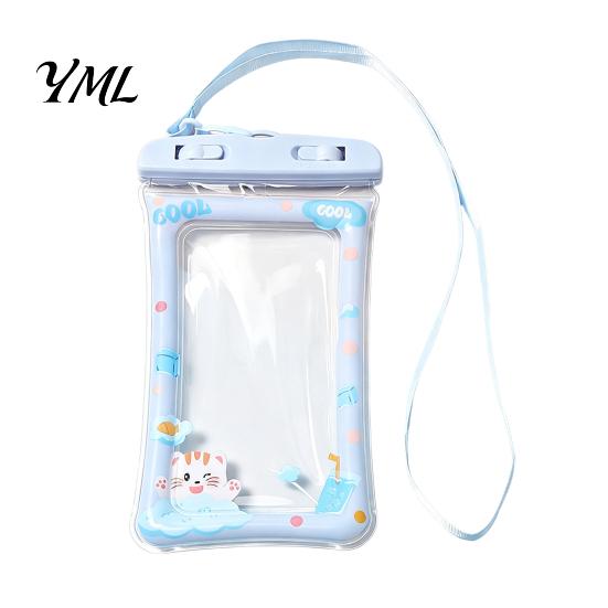 Touch Screen Water Bag Cute Waterproof Phone Pouch with Floating Airbag And Lanyard, Clear PVC Cellphone Dry for Swimming Beach Portable Case