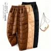 Women's High Rise Jogger Pants Thick Diamond Quilted Harem Trousers Non Elastic Polyester Rib Cuff Winter Commute Thermal Pants