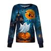 Womens Casual Long Sleeve Cardigan Halloween Print Button Front Lightweight Open Front Pullover Top for Caregivers Workwear