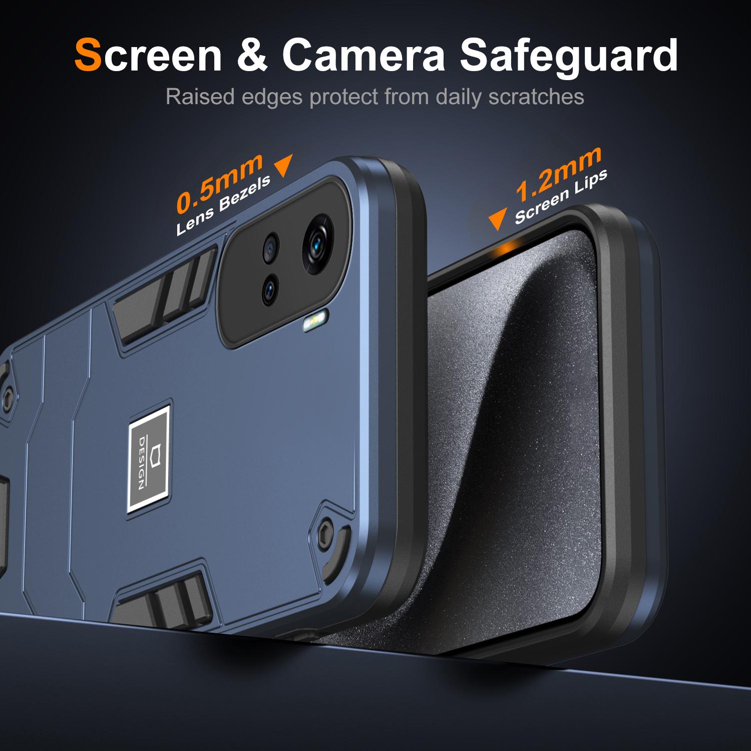 

For Honor 90 Lite 5G Case Hybrid Dual Layer 2 in 1 Hard PC Soft TPU Phone Cover Navy Blue