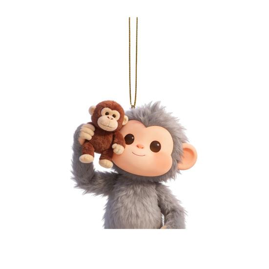 2D Monkey Car Hanging Ornament Acrylic Car Rearview Mirror Accessories Cute Monkey Holding