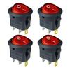 4/8Pcs KCD1 Automobile Round Power Switch Button 12V/220V 3Pin ON/OFF KCD1 Rocker Switch 16A 12V 4-color Led Light