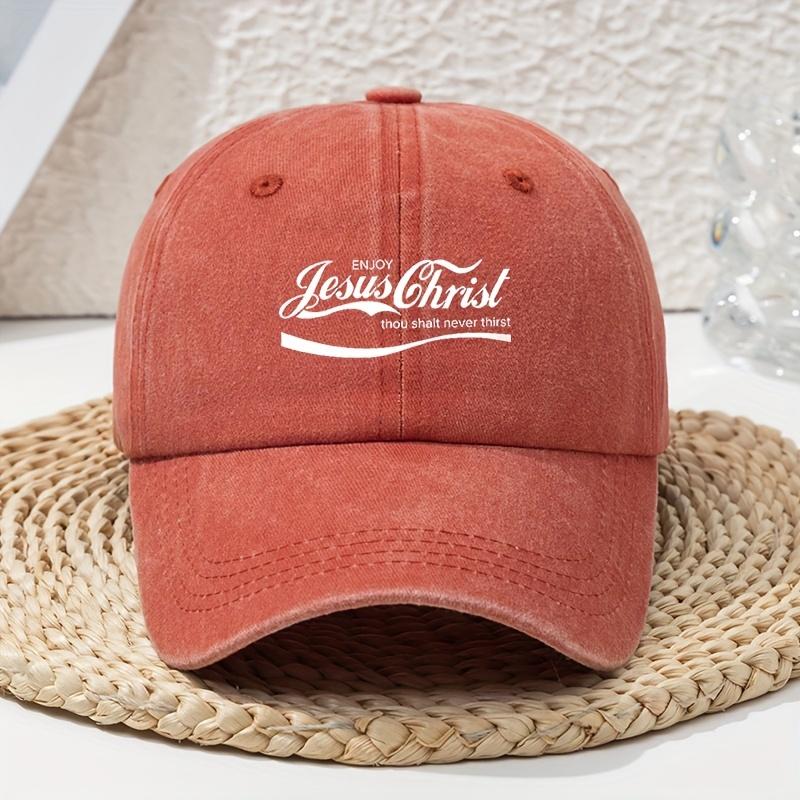 Jesus Christ White Letter Print Old Washed Baseball Cap Unisex Dad Hat Outdoor Sun Hat оранжевый