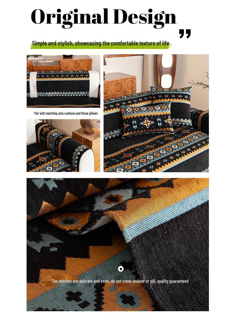 Bohemian Ethnic Sofa Cushion: Non-Slip, Dirt-Resistant, All-Season Universal Cover for 2026