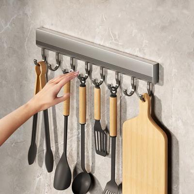Kitchen Hook Frame, Non Perforated Wall Mounted Frame, Space Aluminum Hook, Multifunctional Storage Hook