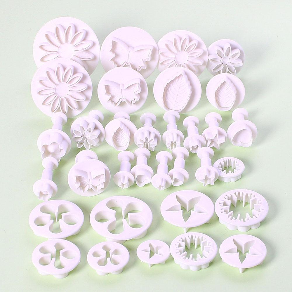 Silicone World 33Pcs/Set Sugarcraft Fondant Cutter Plastic Cake Mold DIY Cake Decorating Baking Tools Plunger Paste Sugar Craft
