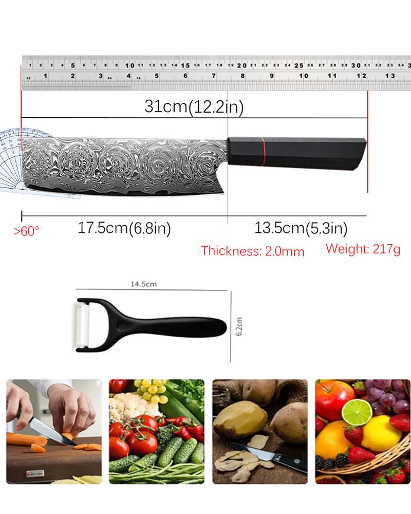 WXCOO 8inch Damascus Kiritsuke Knife VG10 Meat Cleaver Kitchen Knives Fruit Santoku Slicing Fish Fillet Boning Knife 67 Layer
