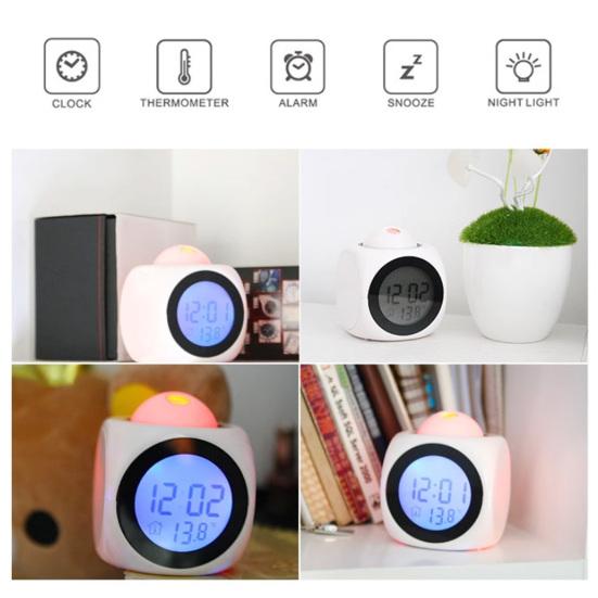Projection Alarm Clock Digital Display Temperature Display Snooze Function USB/Battery