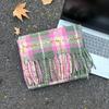 Mohair Winter Cashmere Scarves Plush Long Shawl Simple Plaid Wool Scarf  Girl