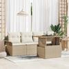 Garden Sofa Set with Cushions 5 pcs Beige and Cream Poly Rattan