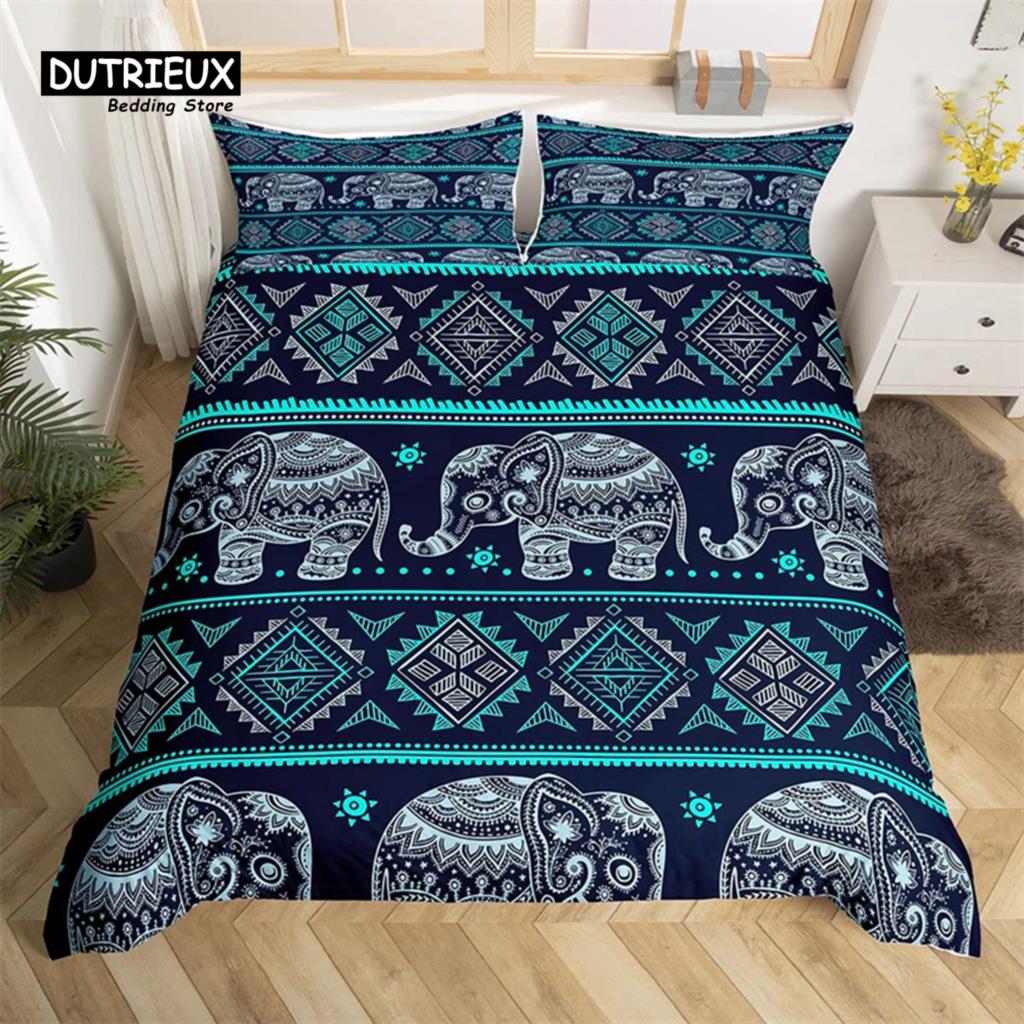 Comforter Elephant Feather Bohemian Mandala Bedding Set Single Twin King Microfiber Exotic Animal Tree Of Life Comforter
