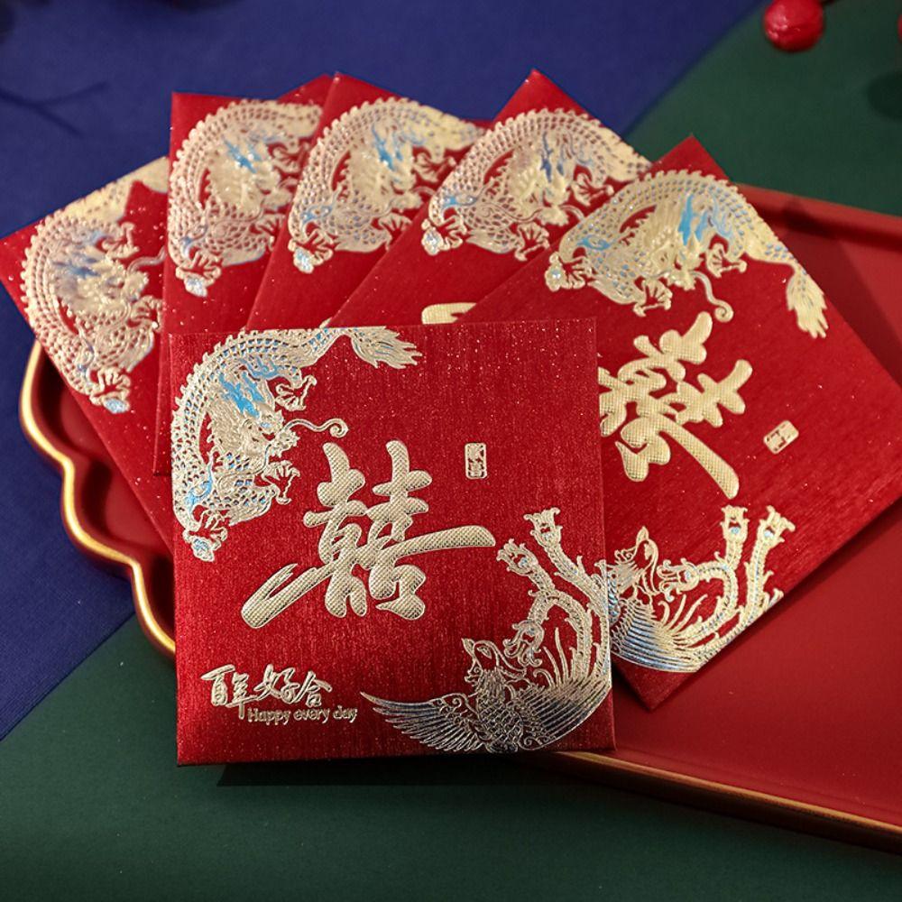 6 Pcs/pack New Wedding Red Envelope Frosted Lucky Money Red Packet Wedding
