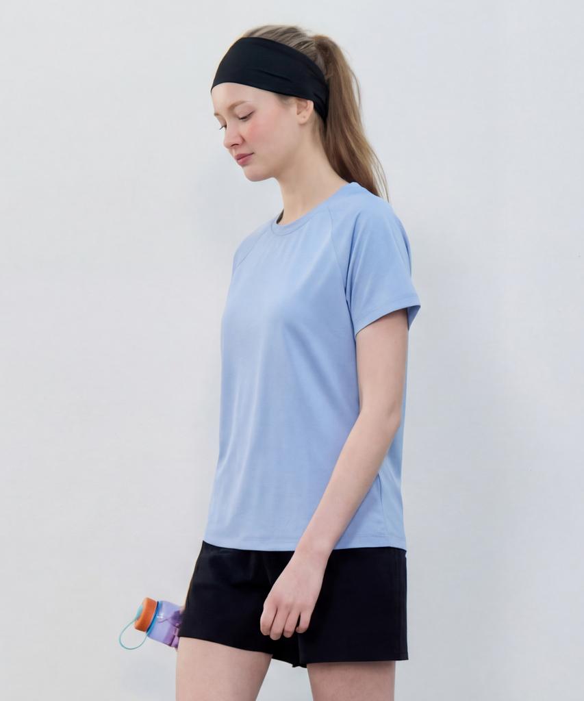 BASIC HOUSE Women'S Cool Breeze Raglan Round Short Sleeve T-Shirt Blue Lzts3223 (Type B)