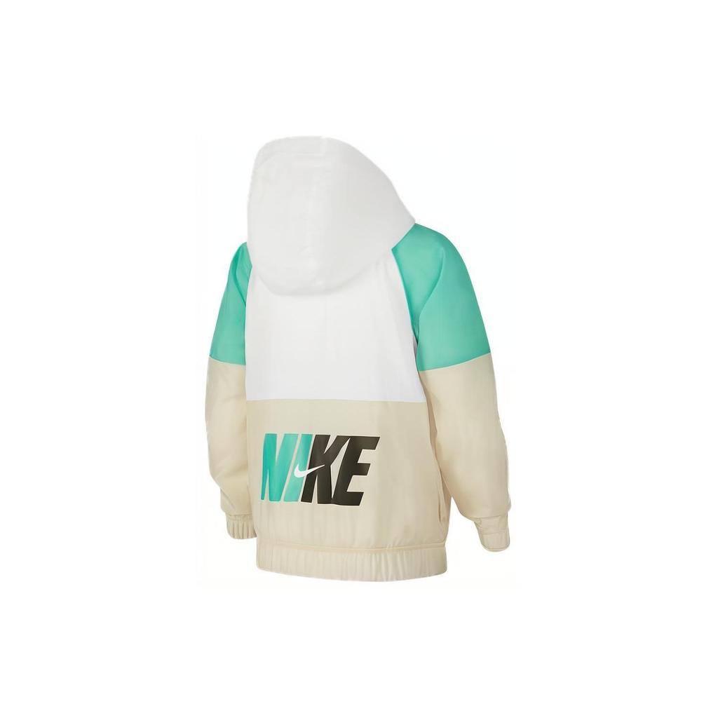 Nike Jacket Half-Zip Color-Block Hooded Kids Jackets Green DX6297-100
