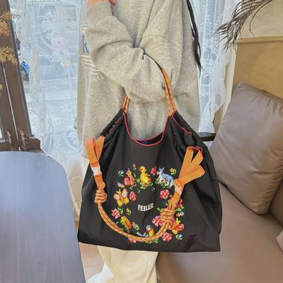 2024 Eco-Friendly Embroidered Nylon Ball Chain Tote Bag - Stylish & Unique