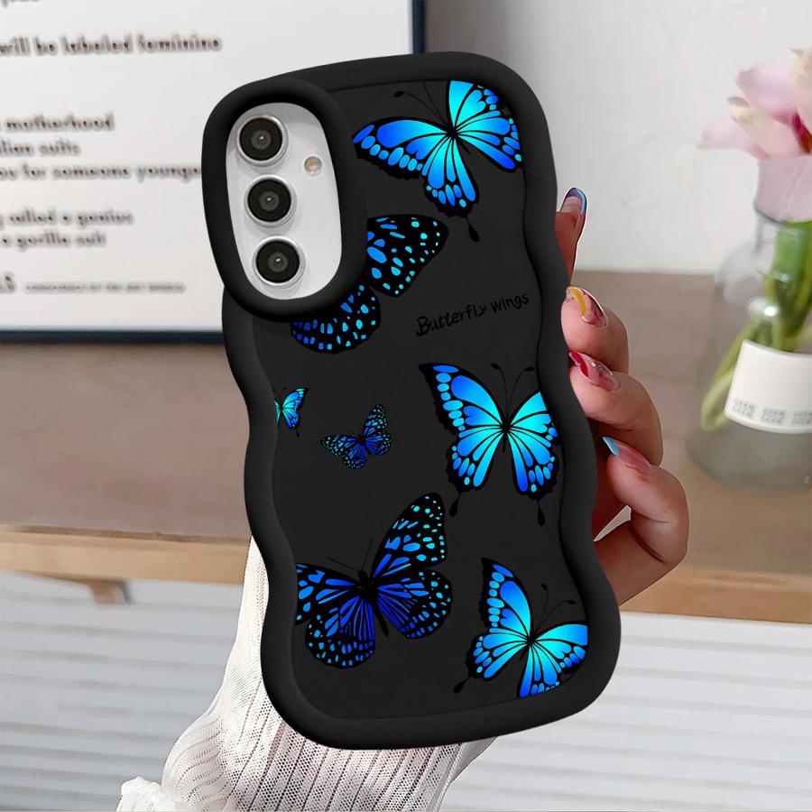 Case for Samsung Galaxy A21s A11 A14 A13 A15 A12 A52 A16 Soft Phone Cover A04 A06 A33 A03 A23 A05 A53 A22 Blue Butterfly