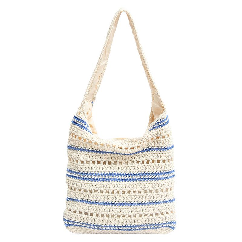 Casual Shoulder Bag Women's Autumn and Winter New Fashion Bucket Bag Hollow Large Capacity Underarm Bag Woven Bag