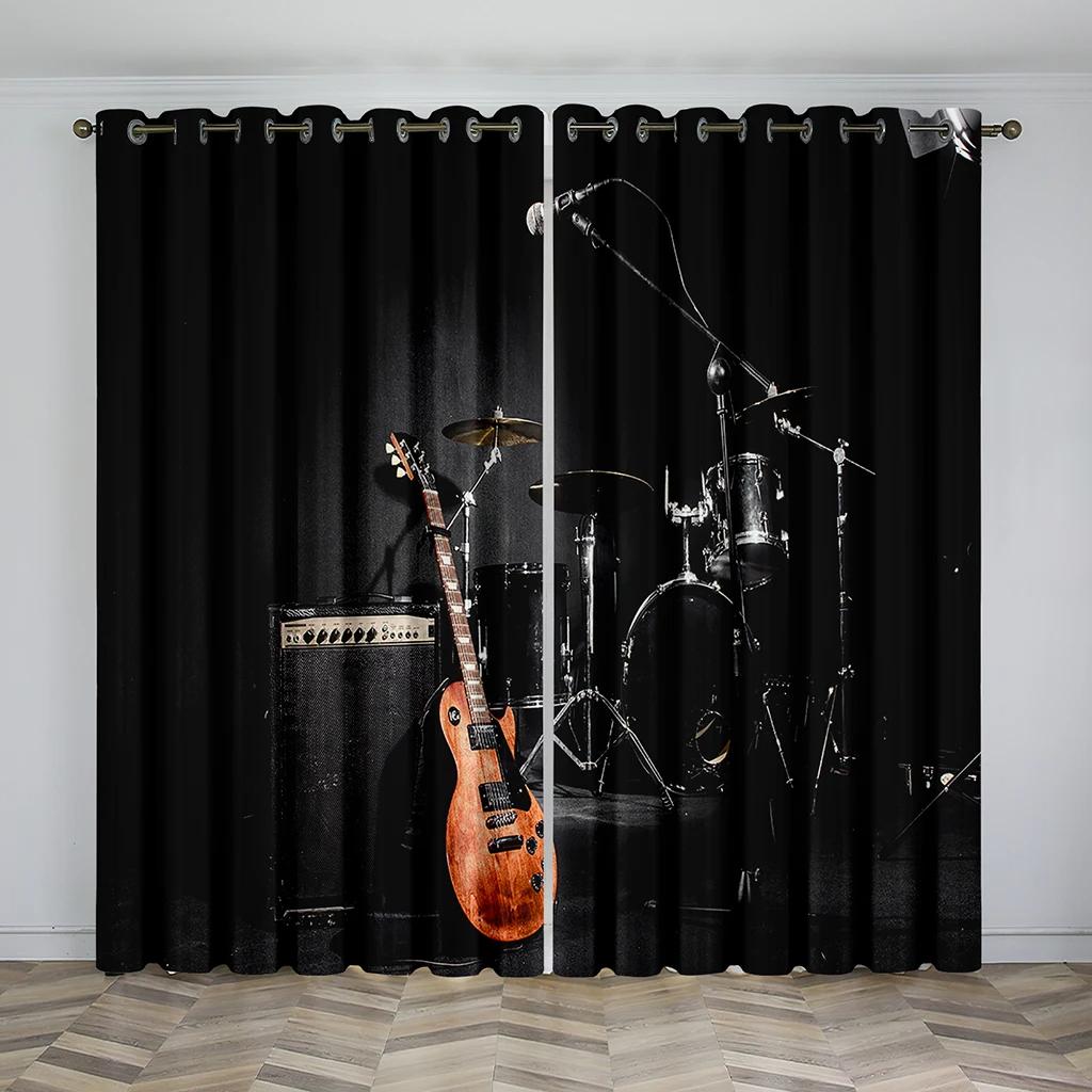 Music Notes Piano Blackout Window Curtain for Bedroom Living Room Bathroom Kicthen Door Hall Home Hook High Shading New Pattern