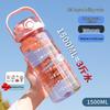 ZISIZ Wasserflasche mit großem Fassungsvermögen, mit Strohhalm und Skala