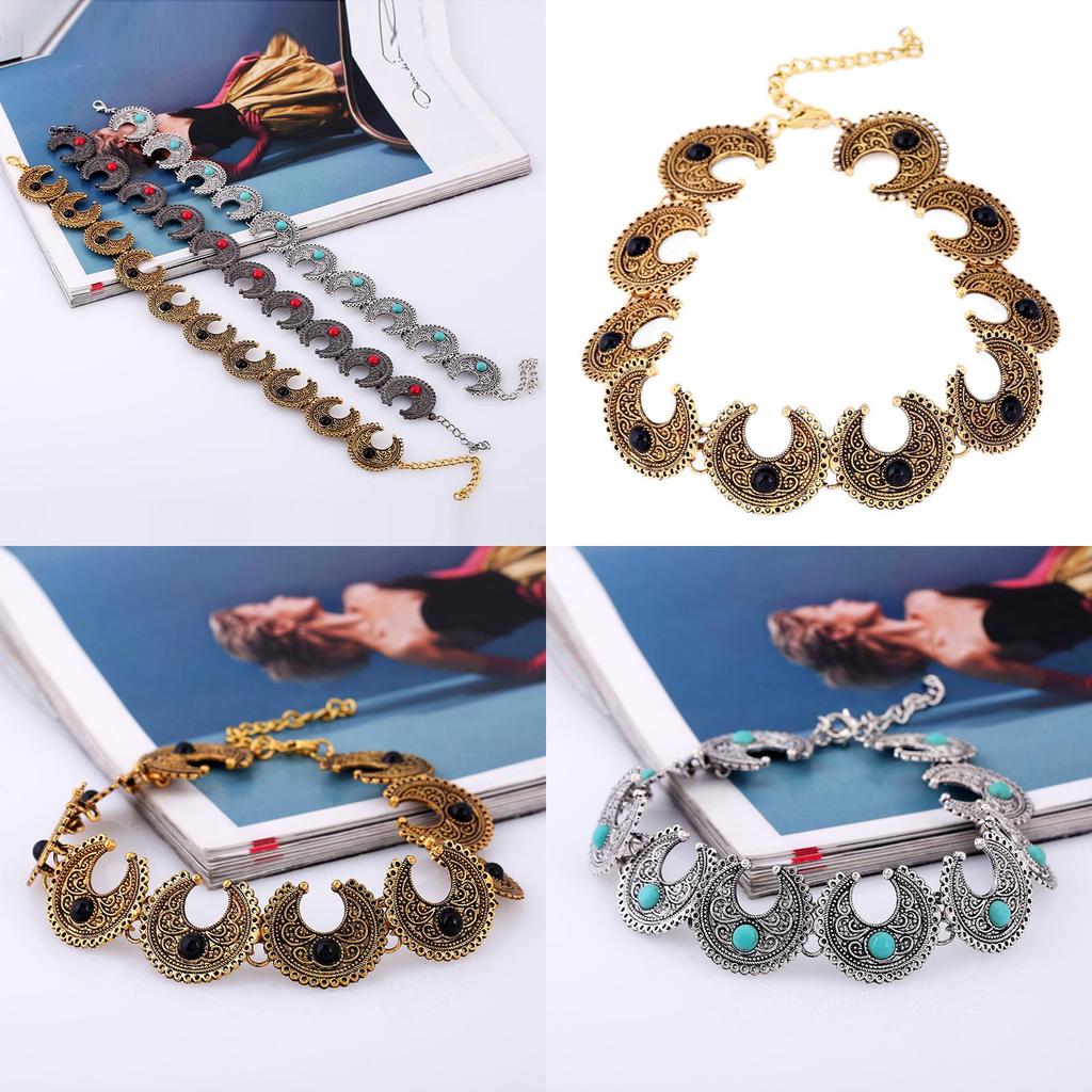 Bohemian Style Necklace Alloy Geometric Artificial Turquoise Jewelry For Casual And Gift Use