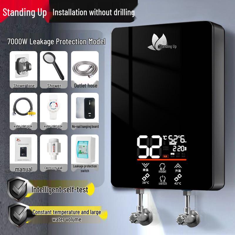 Vertical Electric Tankless Water Heater for Home, Shower, Small Bathroom, or Rural Rental Properties.