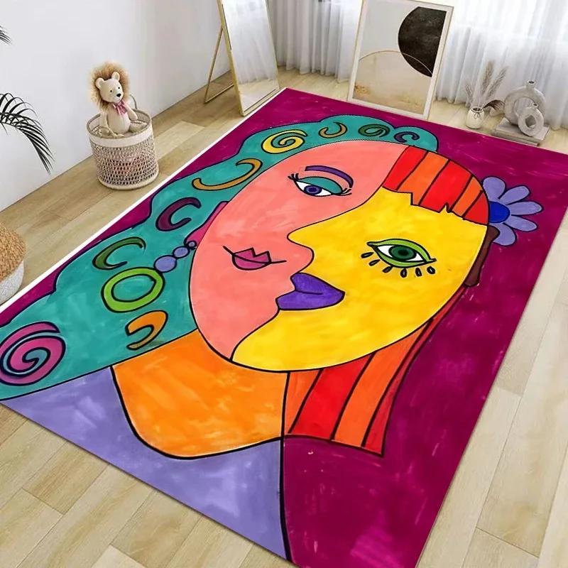 Picasso Abstract Style Painting Printed Carpet Fashion Non-slip Rug Living Room Bedroom Bathroom Kitchen Door Mat Decor Gift